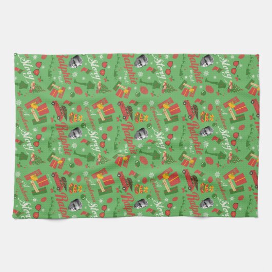 A Christmas Story Green Icon Pattern Theedoek (Horizontaal)