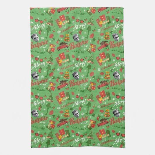 A Christmas Story Green Icon Pattern Theedoek (Verticaal)