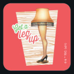 A Christmas Story Lamp Get a Legup Vierkante Sticker<br><div class="desc">This classic graphic features the iconic leg lamp from the classic movie,  A Christmas Story.</div>