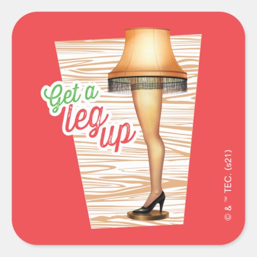 A Christmas Story Lamp Get a Legup Vierkante Sticker (Voorkant)