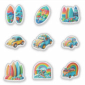 a clay modeling colorful collection car and surfbo sticker (Voorkant)