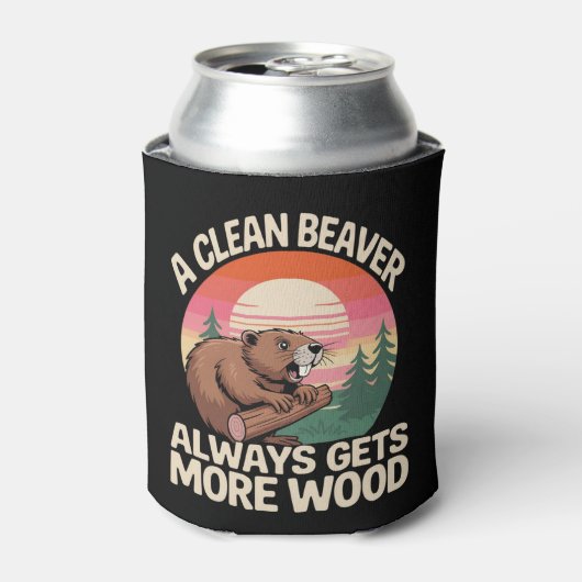 A Clean Beaver Always Gets More Wood Funny Joke Blikjeskoeler (Blikje Voorkant)