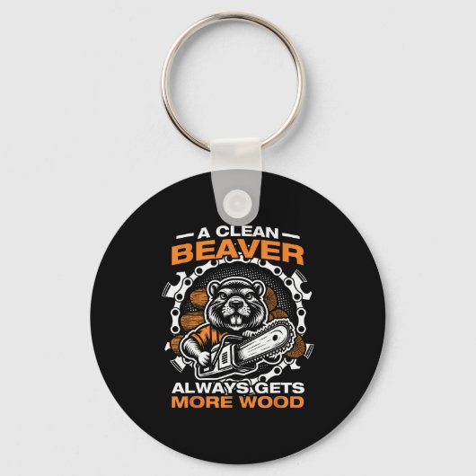 A Clean Beaver Lumberjack Forestry Worker Chainsaw Sleutelhanger (Voorkant)