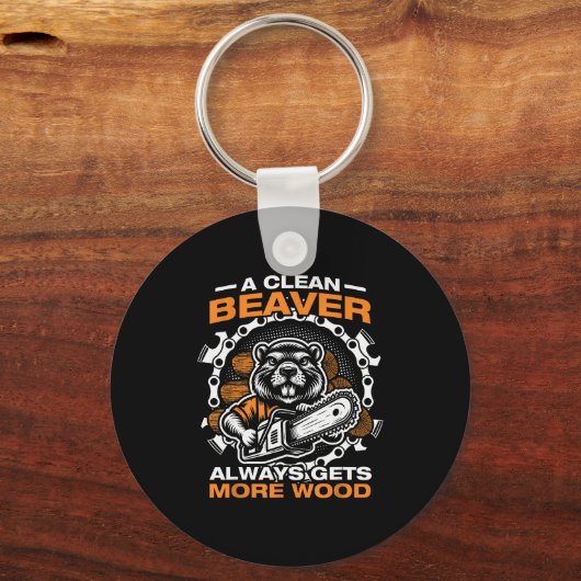 A Clean Beaver Lumberjack Forestry Worker Chainsaw Sleutelhanger (Voorkant)