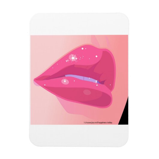 A close-up digital art of glossy pink lips adorned magneet (Verticaal)