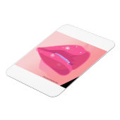 A close-up digital art of glossy pink lips adorned magneet (Linkerzijde)