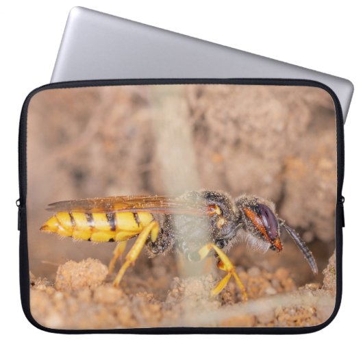 A close-up photograph of a wasp laptop sleeve (Voorkant)