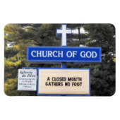 "A Closed Mouth Gathers No Foot" Church Sign Magneet (Horizontaal)
