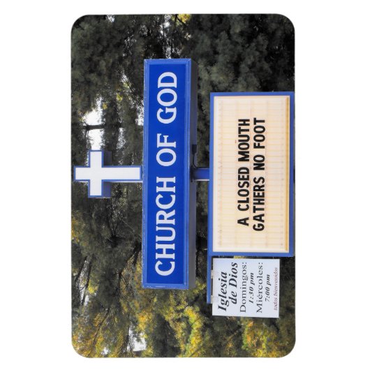 "A Closed Mouth Gathers No Foot" Church Sign Magneet (Verticaal)