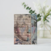 A Clown Face Abstract mixed media collage Postcard Briefkaart (Staand voorkant)