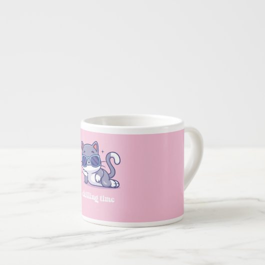 A  coffee mug Chiiling time (pink) Espresso Kop (Voorkant rechts)