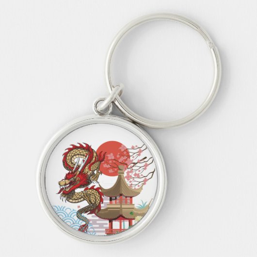 A collaboration of Japanese scenery and dragons Sleutelhanger (Voorkant)