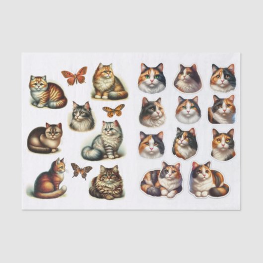 A Collection of Fussy Cuts Featuring Calico Cats Tissuepapier (Voorkant)