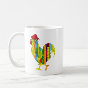 A colorful rooster koffiemok