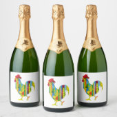 A colorful rooster sparkling wijnetiket (Flessen)