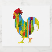 A colorful rooster sparkling wijnetiket (Enkel label)