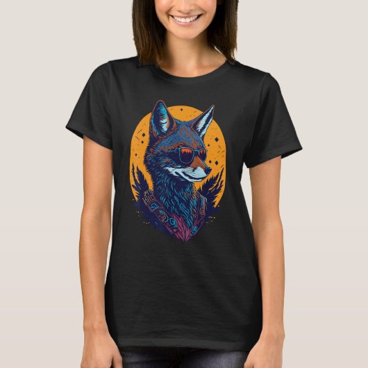 A Cool Canine in Shades Retro Graphic  Cute Coyott T-shirt (Voorkant)