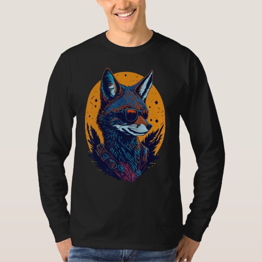 A Cool Canine in Shades Retro Graphic  Cute Coyott T-shirt (Voorkant)
