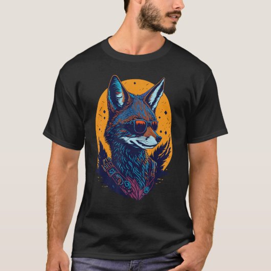 A Cool Canine in Shades Retro Graphic  Cute Coyott T-shirt (Voorkant)
