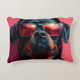 A cool rottweiler with sunglasses accent kussen