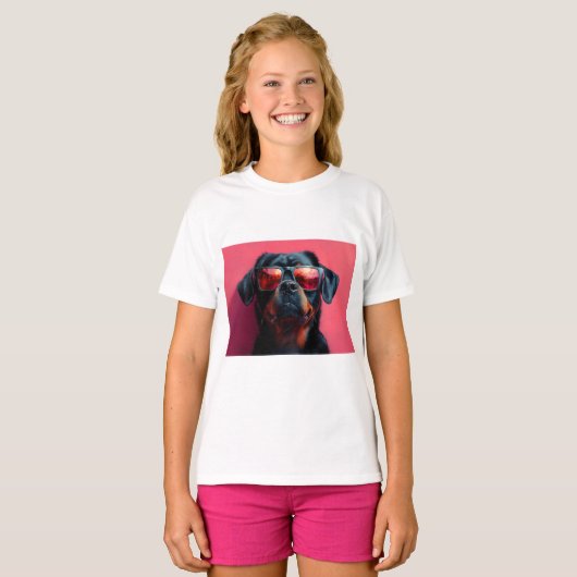 A cool rottweiler with sunglasses t-shirt (Voorkant volledig)