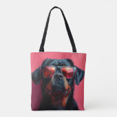 A cool rottweiler with sunglasses tote bag (Achterkant)