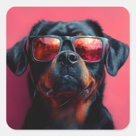 A cool rottweiler with sunglasses vierkante sticker