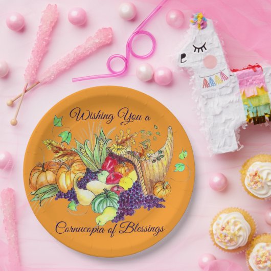 A Cornucopia of Blessings Papieren Bordje (Feest)