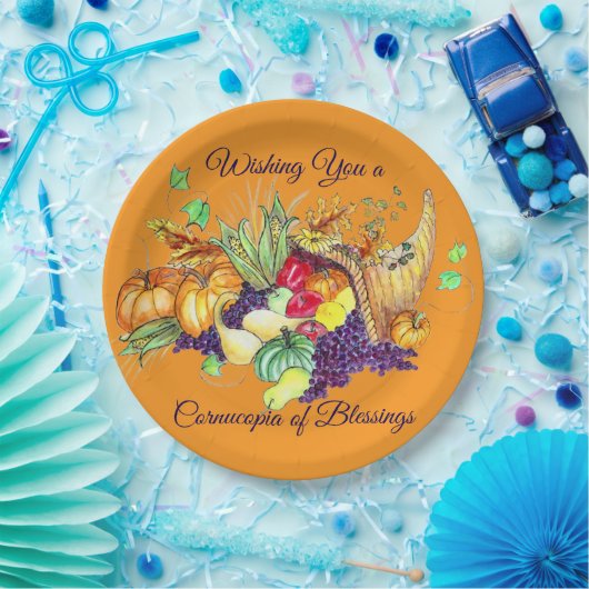 A Cornucopia of Blessings Papieren Bordje (Feest)