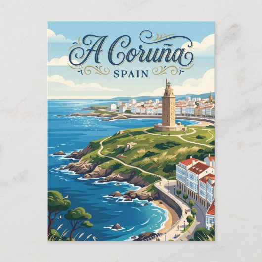 A Coruña, Spanje Briefkaart (Voorkant)