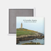 A Coruña, Spanje - De Toren van Hercules Vuurtoren Magneet (Voorkant / Achterkant)