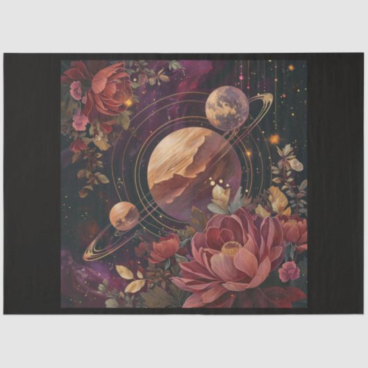 A Cosmic Planet and Crystals Series Ontwerp 1 Tissuepapier (Voorkant)