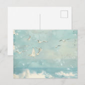 A Costal Birds Ocean Sea Sky Collage Background Briefkaart (Voorkant / Achterkant)