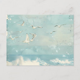 A Costal Birds Ocean Sea Sky Collage Background Briefkaart