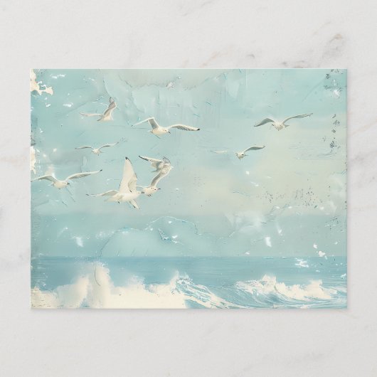 A Costal Birds Ocean Sea Sky Collage Background Briefkaart (Voorkant)
