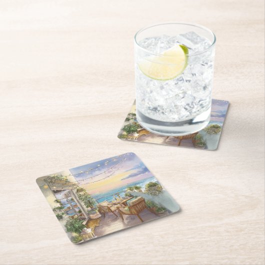 A Cosy Seaside Balcony Kartonnen Onderzetters (Insitu)
