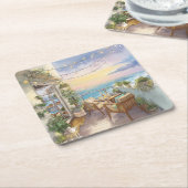 A Cosy Seaside Balcony Kartonnen Onderzetters (Schuin)