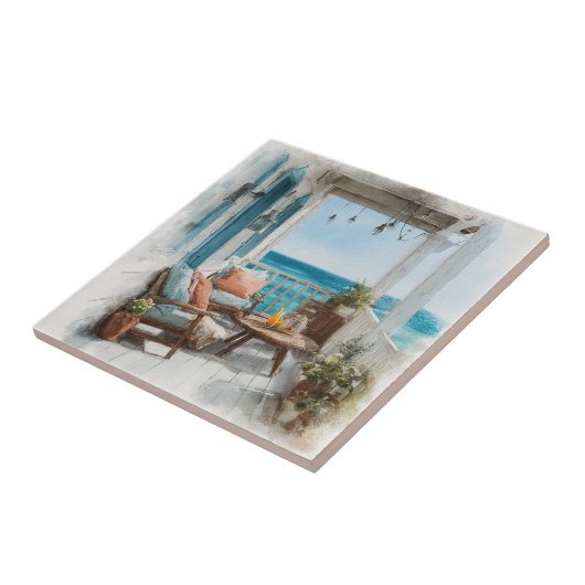 A Cosy Seaside Balcony Tegeltje (Zijkant)