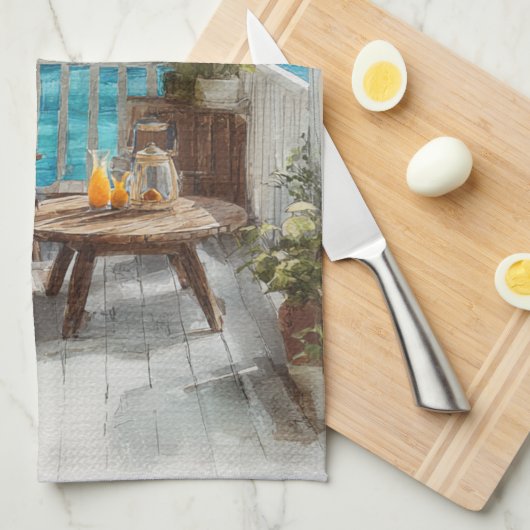 A Cosy Seaside Balcony Theedoek (Quarter Fold)