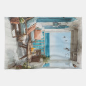 A Cosy Seaside Balcony Theedoek (Horizontaal)