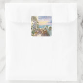 A Cosy Seaside Balcony Vierkante Sticker (Tas)