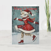 A Cougar Ice Skating Feestdagen Kaart (Voorkant)
