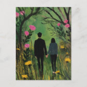 A Couple Walk in the Woods and Flowers Briefkaart (Voorkant)