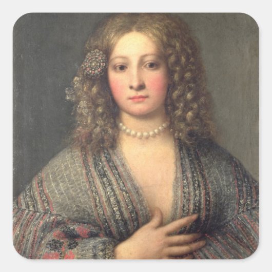 A Courtesan (olie op canvas) Vierkante Sticker (Voorkant)