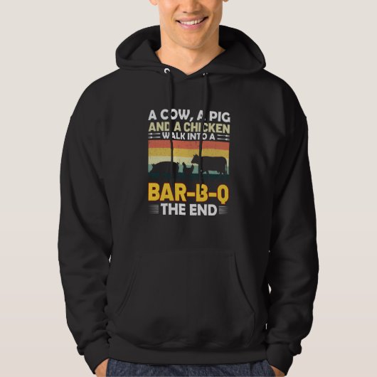 A Cow A Pig & A Chicken Barbeque The End Barbeque Hoodie (Voorkant)