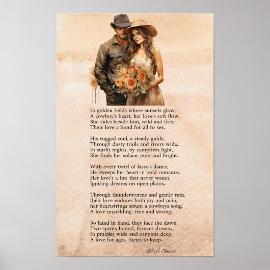 A Cowboy’s Heart – Romantic Western Poem Poster (Voorkant)