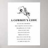 A Cowboy's Code Print, Black and White, Wild West Poster (Voorkant)