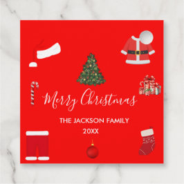 A Cozy Christmas Gathering Set on Warm Red Bedankjes Labels