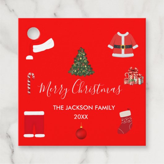 A Cozy Christmas Gathering Set on Warm Red Bedankjes Labels (Voorkant)