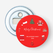 A Cozy Christmas Gathering Set on Warm Red Button Flesopener (Voorkant)
